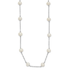 Sterling Silver White Freshwater Cultured Pearl Necklace 6-7mm