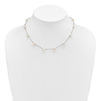 Sterling Silver Rhodium-plated 6-7mm White Near-Round Freshwater Cultured Pearl 12-Station Necklace