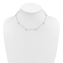 Sterling Silver Rhodium-plated 5-6mm White Near-Round Freshwater Cultured Pearl 8-Station 16 inch Necklace