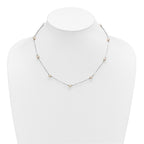 Sterling Silver Rhodium-plated 5-6mm White Near-Round Freshwater Cultured Pearl 9-Station 18 inch Necklace