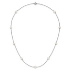 Sterling Silver Rhodium-plated 4-5mm White Near Round Freshwater Cultured Pearl 9-station 20 inch  Necklace