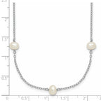 Sterling Silver Rhodium-plated 4-5mm White Near Round Freshwater Cultured Pearl 9-station 20 inch  Necklace