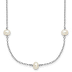 Sterling Silver Rhodium-plated 4-5mm White Near Round Freshwater Cultured Pearl 9-station 20 inch  Necklace