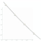Sterling Silver Rhodium-plated 5-6mm White Round Freshwater Cultured Pearl 5-Station 7 inch Bracelet