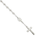 Sterling Silver Polished Beaded Rosary 7.5 inch Bracelet