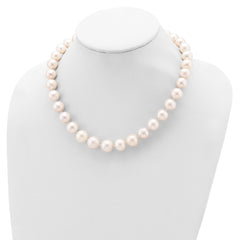 Sterling Silver Rhodium-plated 11-12mm White Near-Round Freshwater Cultured Pearl 24 inch Necklace