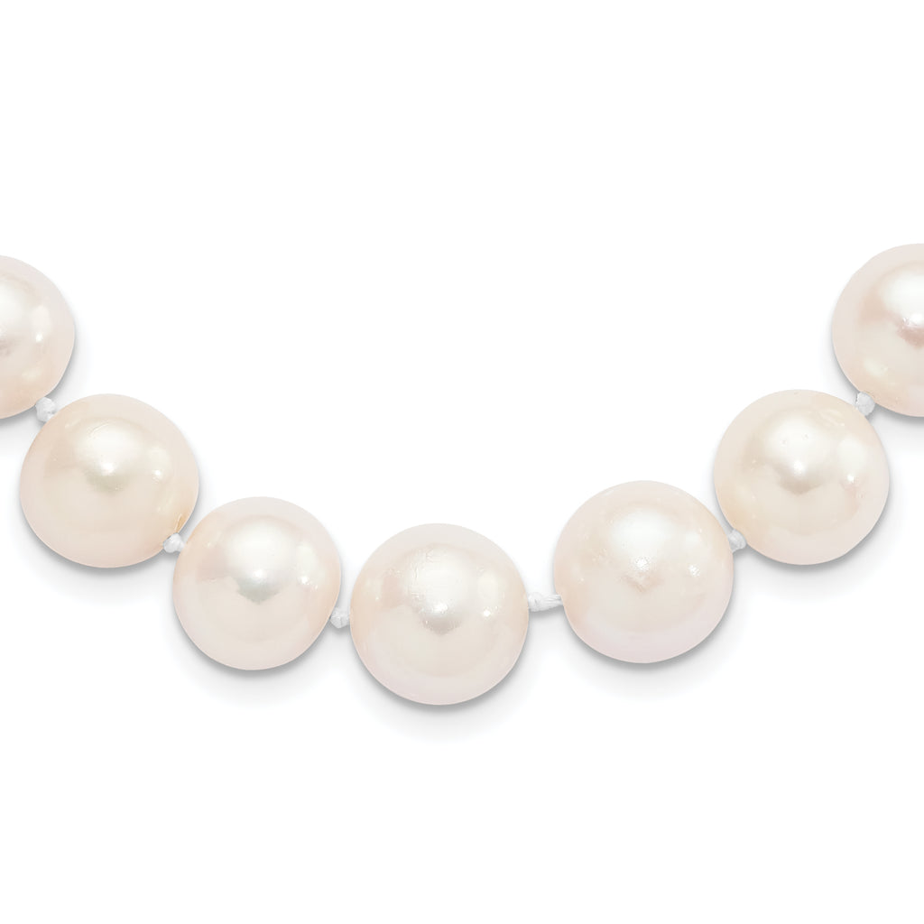 Sterling Silver Rhodium-plated 11-12mm White Near-Round Freshwater Cultured Pearl 24 inch Necklace