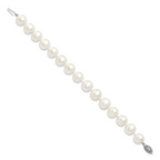 Sterling Silver Rhodium-plated 11-12mm White Near-Round Freshwater Cultured Pearl 7.25 inch Bracelet