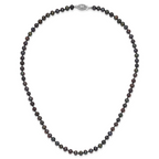 Sterling Silver Rhodium-plated 4-5mm Black Near-Round Freshwater Cultured Pearl Necklace