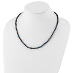 Sterling Silver Rhodium-plated 4-5mm Black Near-Round Freshwater Cultured Pearl 24 inch Necklace