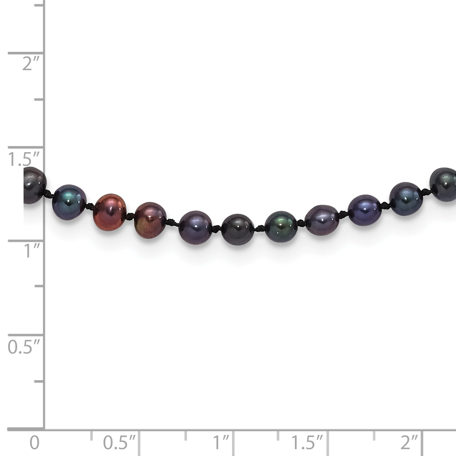 Sterling Silver Rhodium-plated 4-5mm Black Near-Round Freshwater Cultured Pearl 20 inch Necklace Secondary image