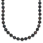 Sterling Silver Rhodium-plated 4-5mm Black Near-Round Freshwater Cultured Pearl Necklace