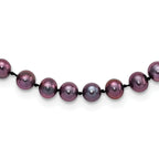 Sterling Silver Rhodium-plated 5-6mm Black Near-Round Freshwater Cultured Pearl Necklace