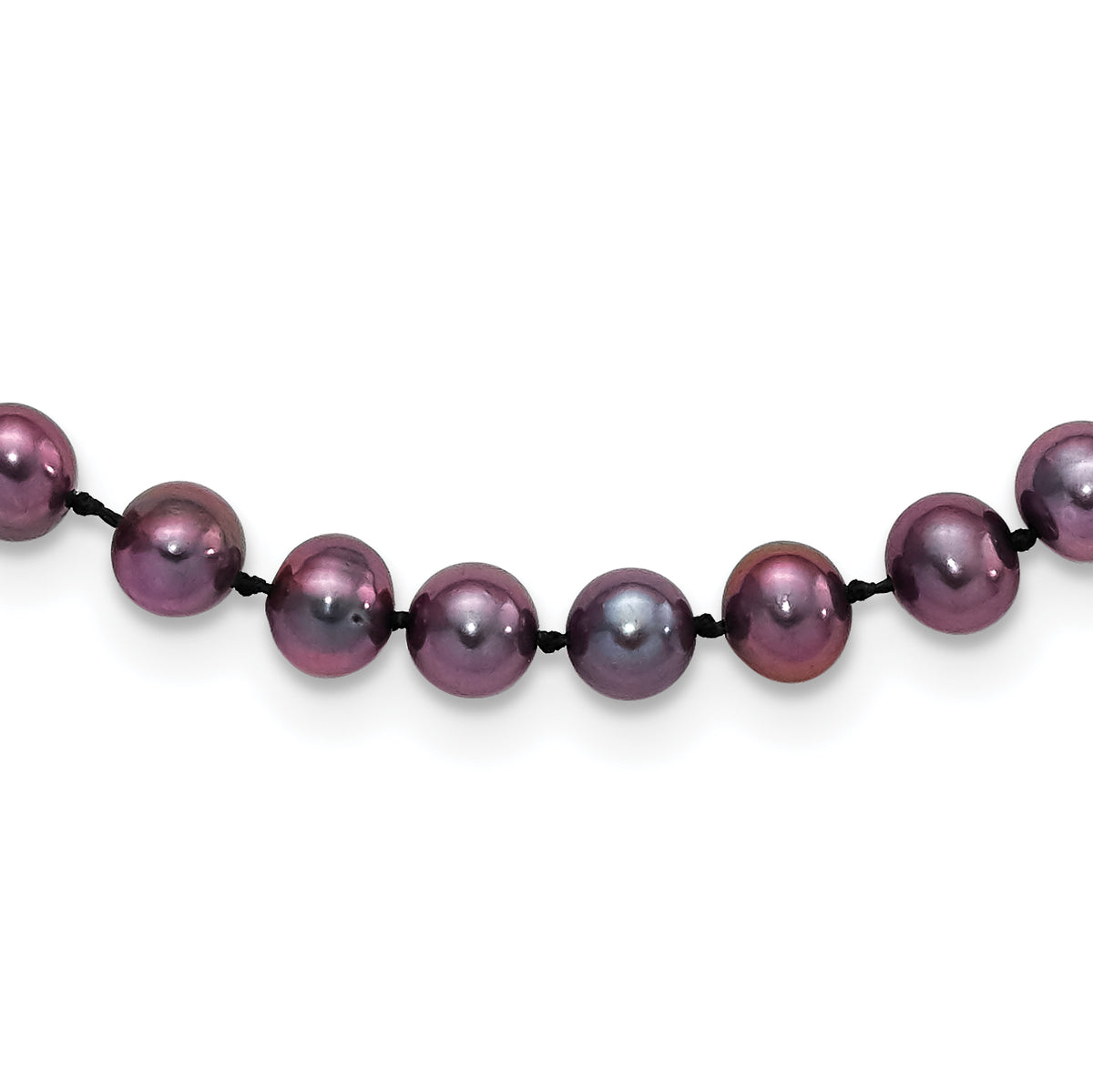 Sterling Silver Rhodium-plated 5-6mm Black Near-Round Freshwater Cultured Pearl 18 inch Necklace