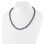Sterling Silver Rhodium-plated 5-6mm Black Near-Round Freshwater Cultured Pearl 24 inch Necklace