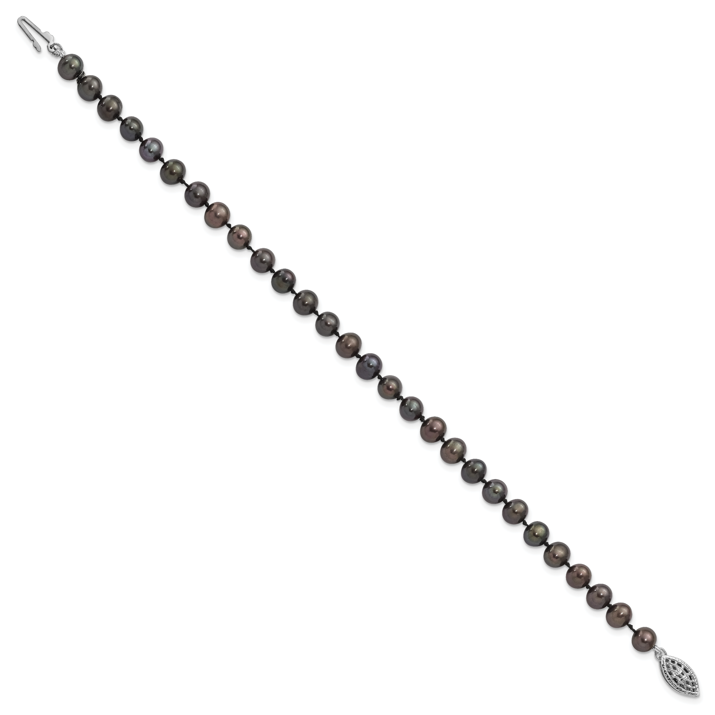 Women's Sterling Silver Rhodium-Plated 6mm Freshwater Cultured Pearl Bracelet Secondary image