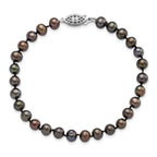 Women's Sterling Silver Rhodium-Plated 6mm Freshwater Cultured Pearl Bracelet