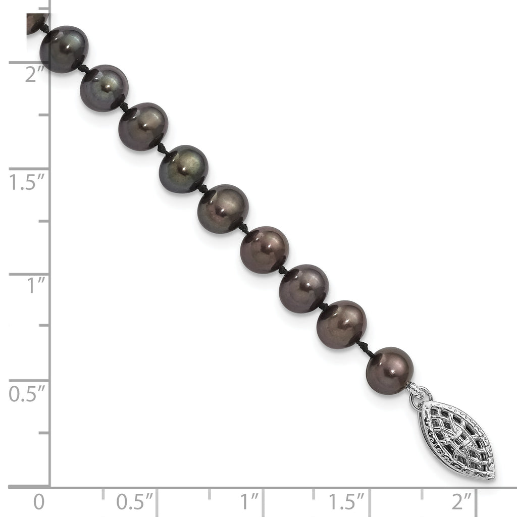 Women's Sterling Silver Rhodium-Plated 6mm Freshwater Cultured Pearl Bracelet