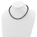 Sterling Silver Rhodium-plated 6-7mm Black Near-Round Freshwater Cultured Pearl 24 inch Necklace