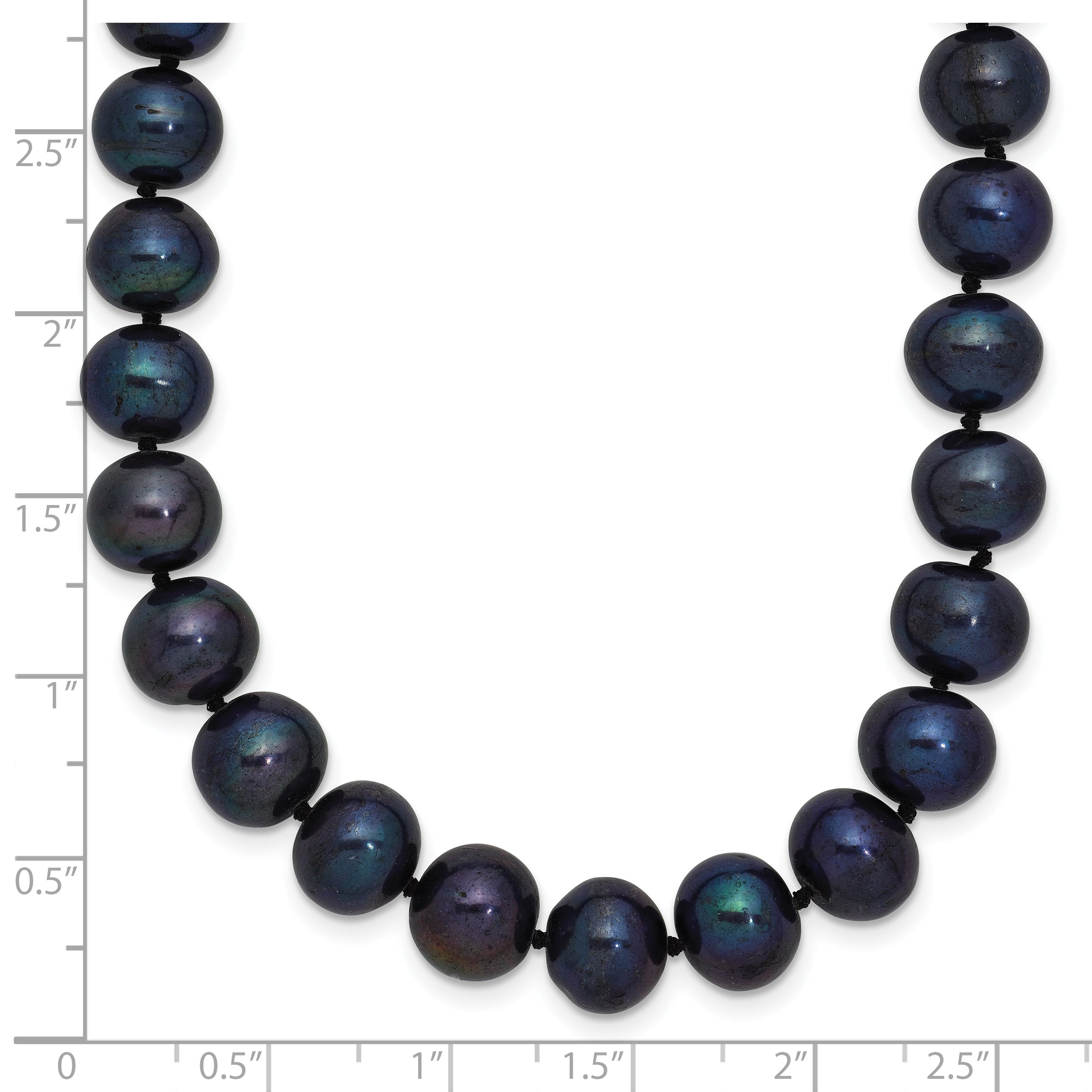 Sterling Silver Rhodium-plated 8-9mm Black Near-Round Freshwater Cultured Pearl 28 inch Necklace