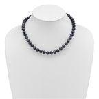 Sterling Silver Rhodium-plated 8-9mm Black Near-Round Freshwater Cultured Pearl Necklace