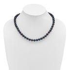 Sterling Silver Rhodium-plated 8-9mm Black Near-Round Freshwater Cultured Pearl Necklace