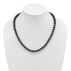 Sterling Silver Black Freshwater Cultured Pearl Necklace 8-9mm