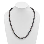 Sterling Silver Rhodium-plated 8-9mm Black Near-Round Freshwater Cultured Pearl Necklace