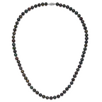 Sterling Silver Rhodium-plated 8-9mm Black Near-Round Freshwater Cultured Pearl Necklace
