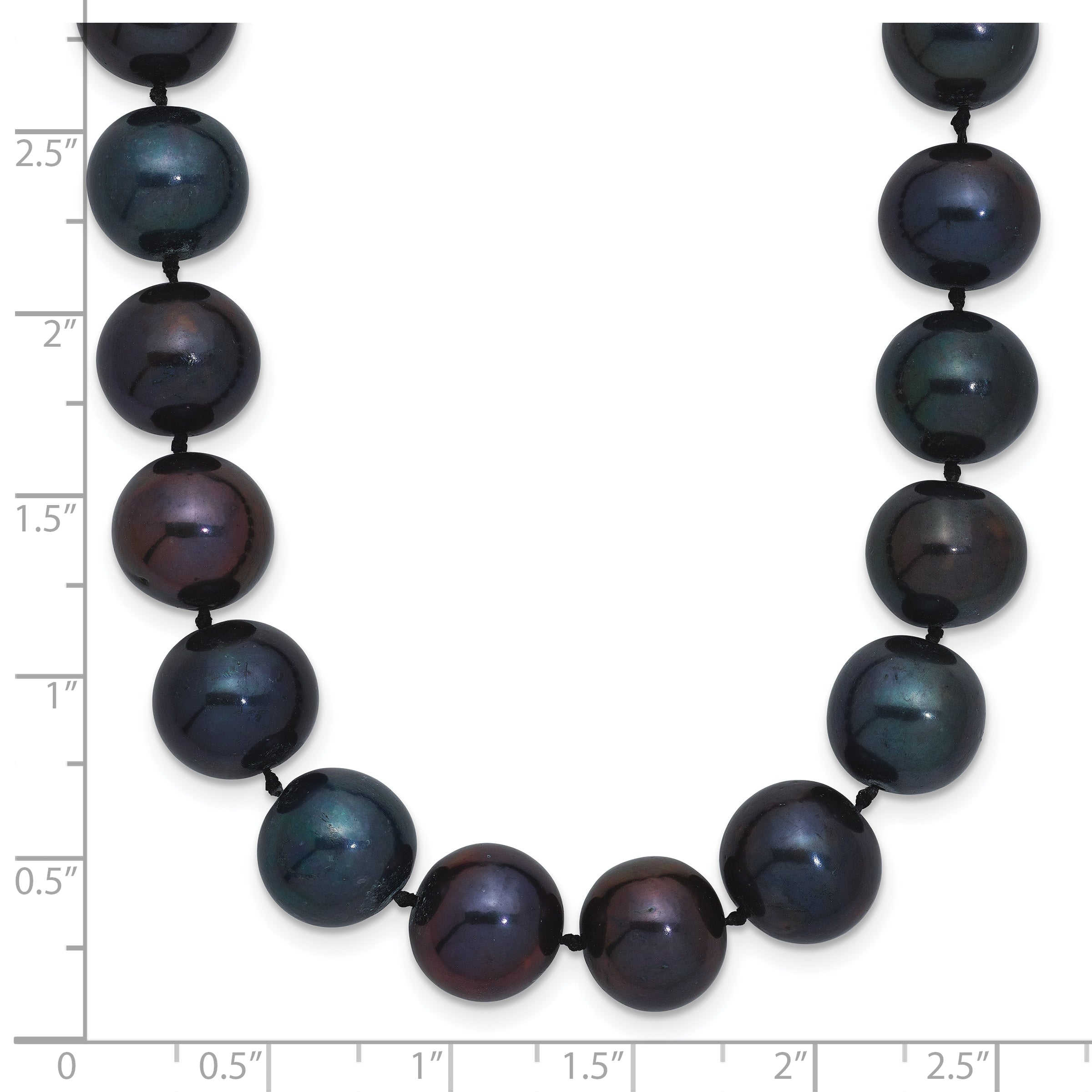 Sterling Silver Rhodium-plated 10-11mm Black Near-Round Freshwater Cultured Pearl 24 inch Necklace