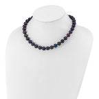 Sterling Silver Rhodium-plated 10-11mm Black Near-Round Freshwater Cultured Pearl 16 inch Necklace