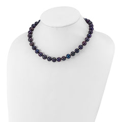 Sterling Silver Rhodium-plated 10-11mm Black Near-Round Freshwater Cultured Pearl 16 inch Necklace