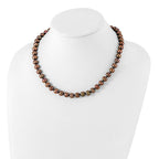 Sterling Silver Rhodium-plated 8-9mm Brown Near-Round Freshwater Cultured Pearl Necklace