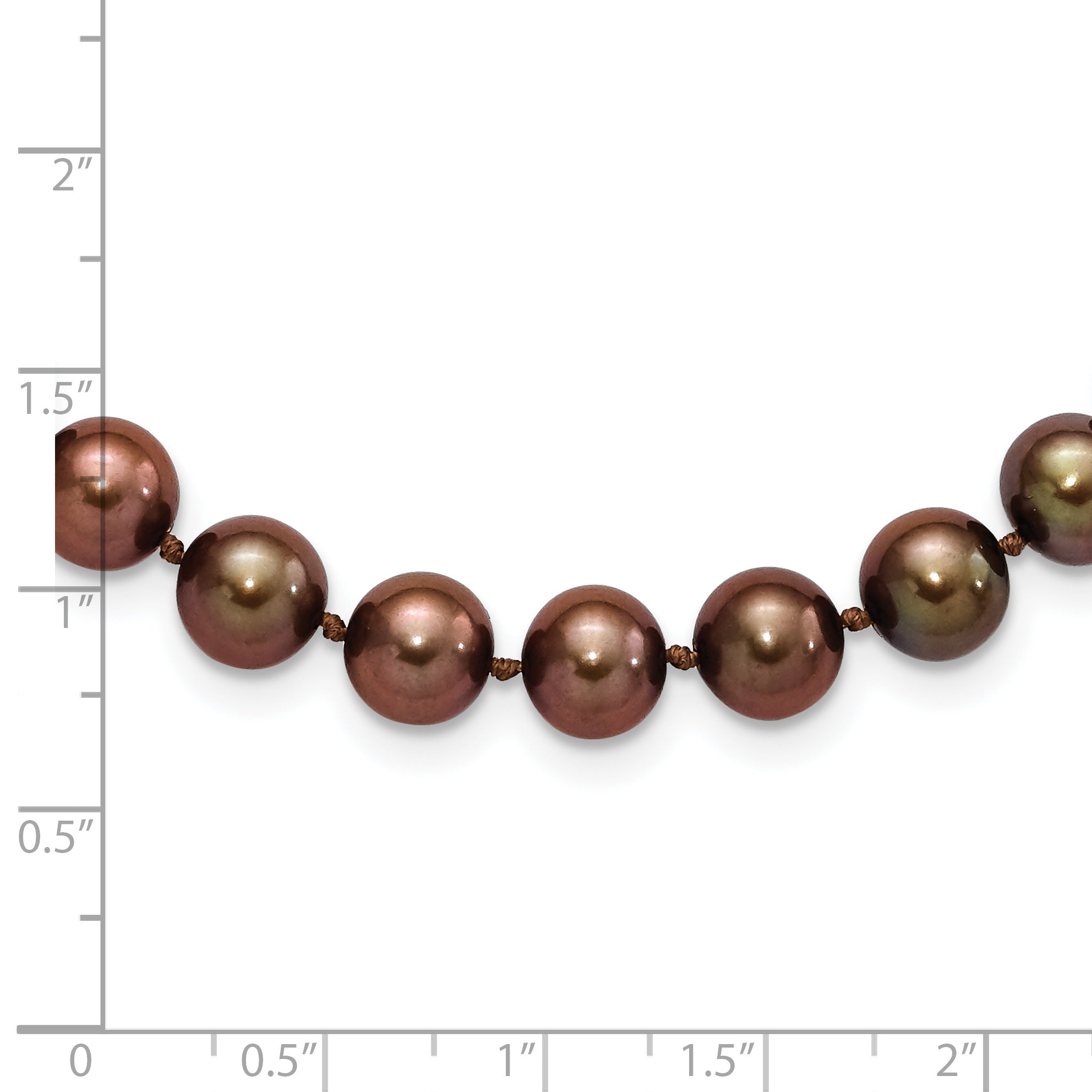 Sterling Silver Rhodium-plated 8-9mm Brown Near-Round Freshwater Cultured Pearl 18 inch Necklace Secondary image