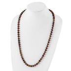 Sterling Silver Rhodium-plated 8-9mm Brown Near-Round Freshwater Cultured Pearl Necklace