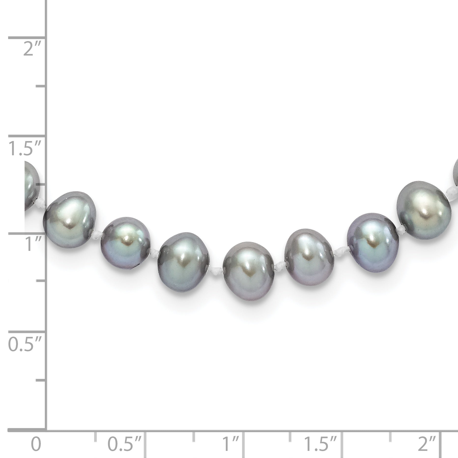 Sterling Silver Rhodium-plated 6-7mm Grey Near-Round Freshwater Cultured Pearl 16 inch Necklace Secondary image
