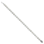 Sterling Silver Rhodium-plated 6-7mm Grey Near-Round Freshwater Cultured Pearl 7.25 inch Bracelet