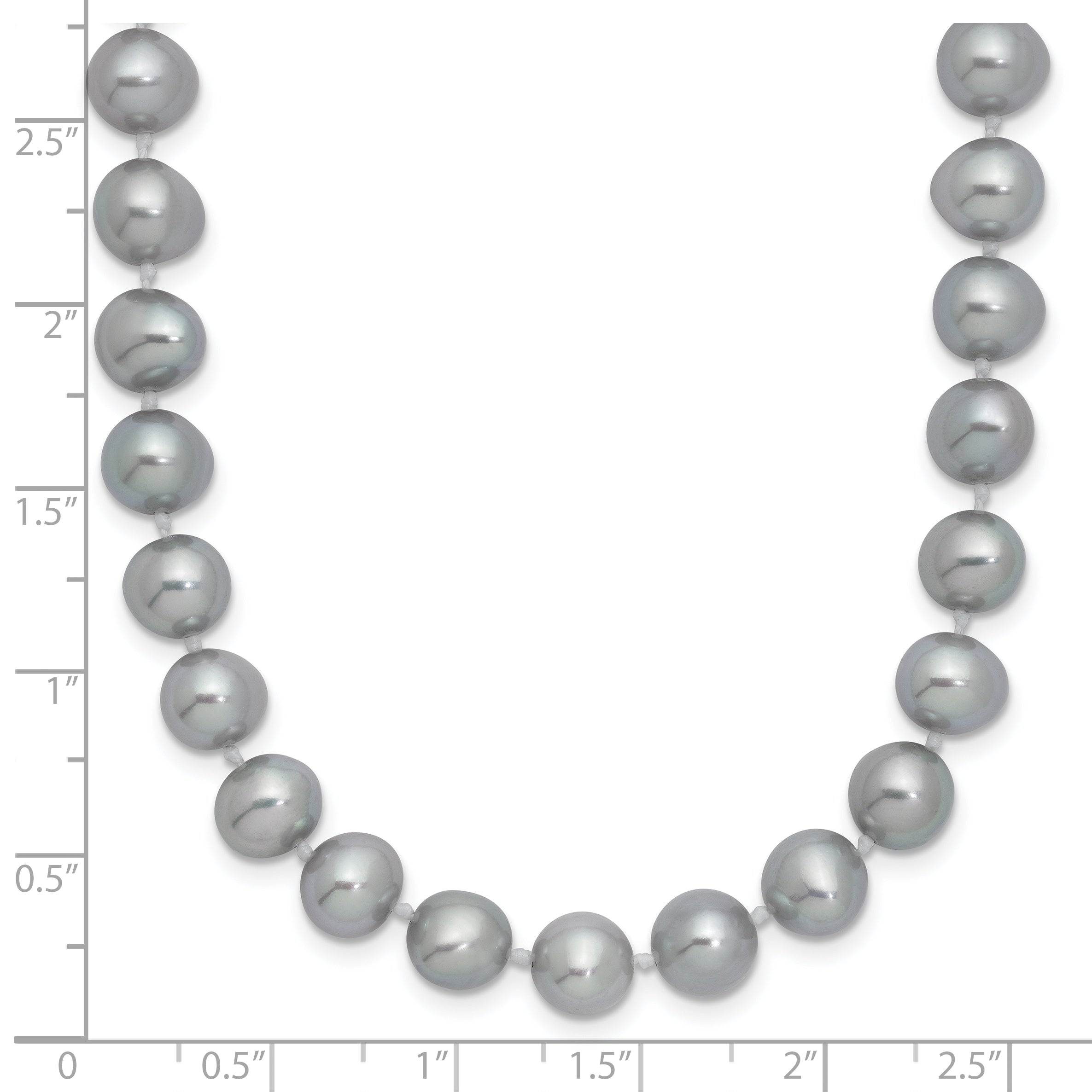 Sterling Silver Rhodium-plated 7-8mm Grey Near-Round Freshwater Cultured Pearl 24 inch Necklace