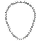 Sterling Silver Rhodium-plated 7-8mm Grey Near-Round Freshwater Cultured Pearl 16 inch Necklace