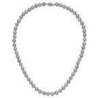 Sterling Silver Rhodium-plated 7-8mm Grey Near-Round Freshwater Cultured Pearl 18 inch Necklace