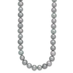 Sterling Silver Rhodium-plated 8-9mm Grey Near-Round Freshwater Cultured Pearl Necklace