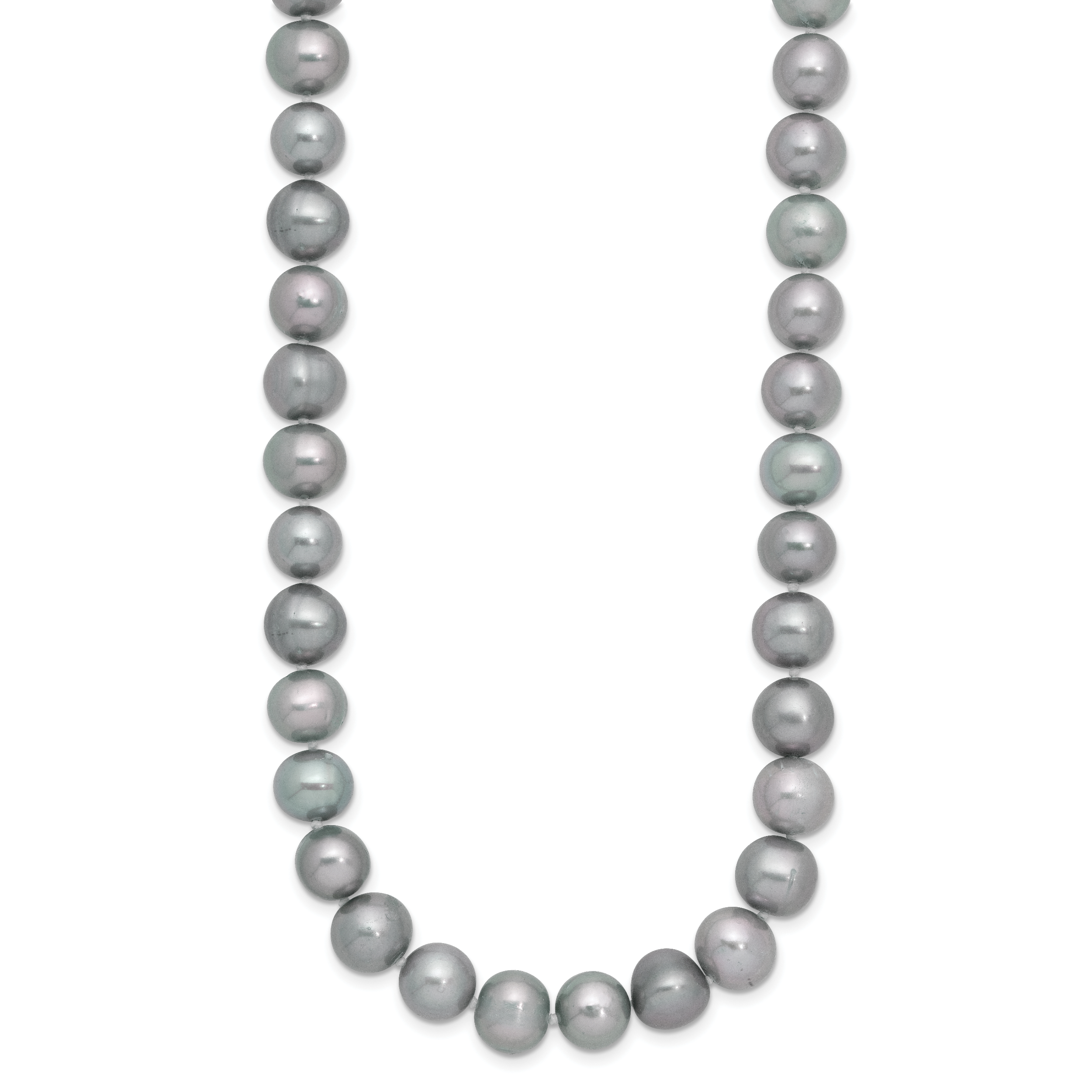 Sterling Silver Rhodium-plated 8-9mm Grey Near-Round Freshwater Cultured Pearl Necklace