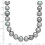 Sterling Silver Rhodium-plated 8-9mm Grey Near-Round Freshwater Cultured Pearl Necklace