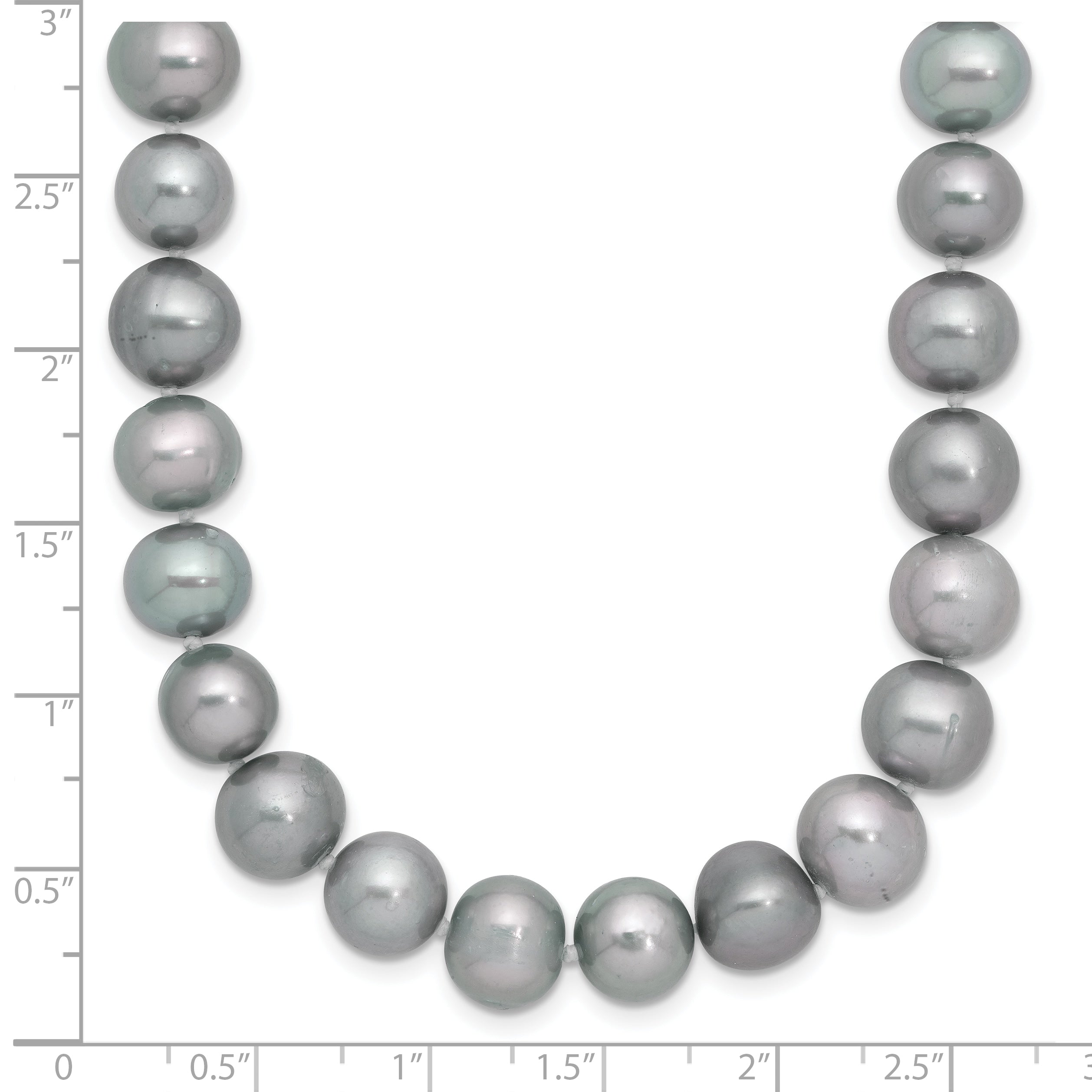 Sterling Silver Rhodium-plated 8-9mm Grey Near-Round Freshwater Cultured Pearl 24 inch Necklace