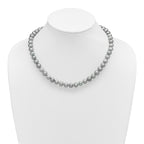 Sterling Silver Rhodium-plated 8-9mm Grey Near-Round Freshwater Cultured Pearl Necklace