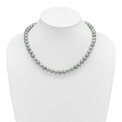 Sterling Silver Rhodium-plated 8-9mm Grey Near-Round Freshwater Cultured Pearl 18 inch Necklace