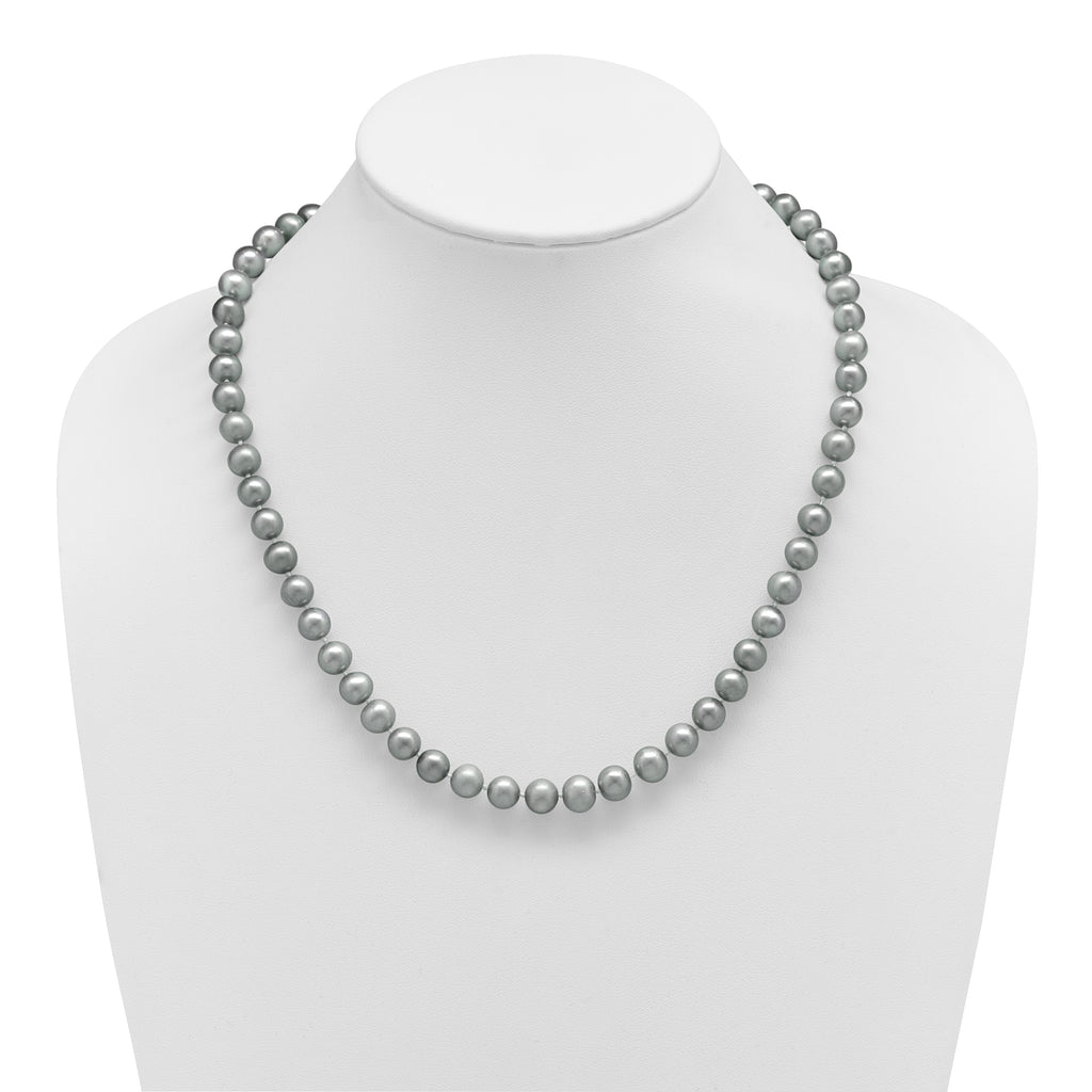 Sterling Silver Grey Freshwater Cultured Pearl Necklace 8-9mm