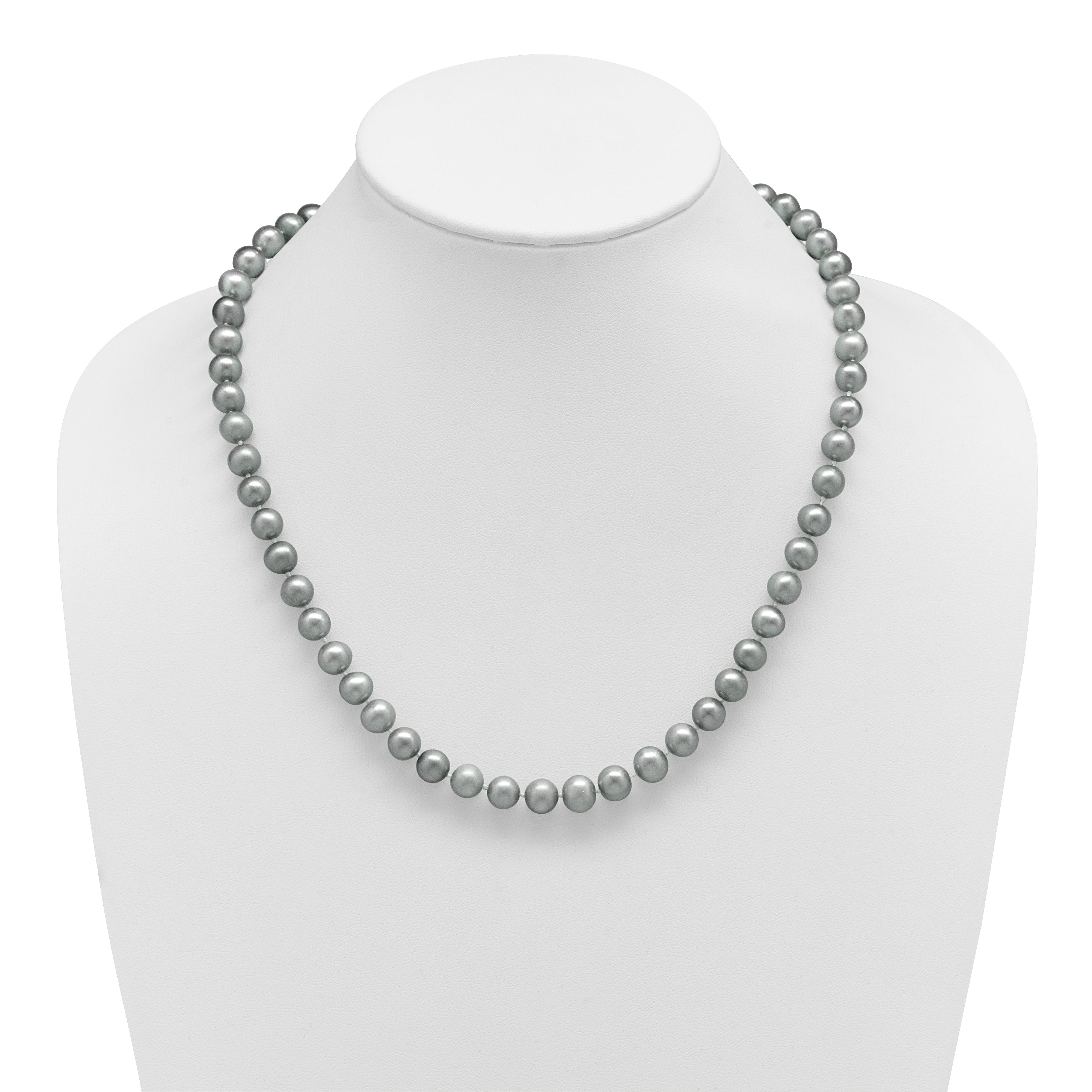 Sterling Silver Grey Freshwater Cultured Pearl Necklace 8-9mm