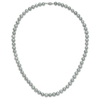 Sterling Silver Rhodium-plated 8-9mm Grey Near-Round Freshwater Cultured Pearl Necklace