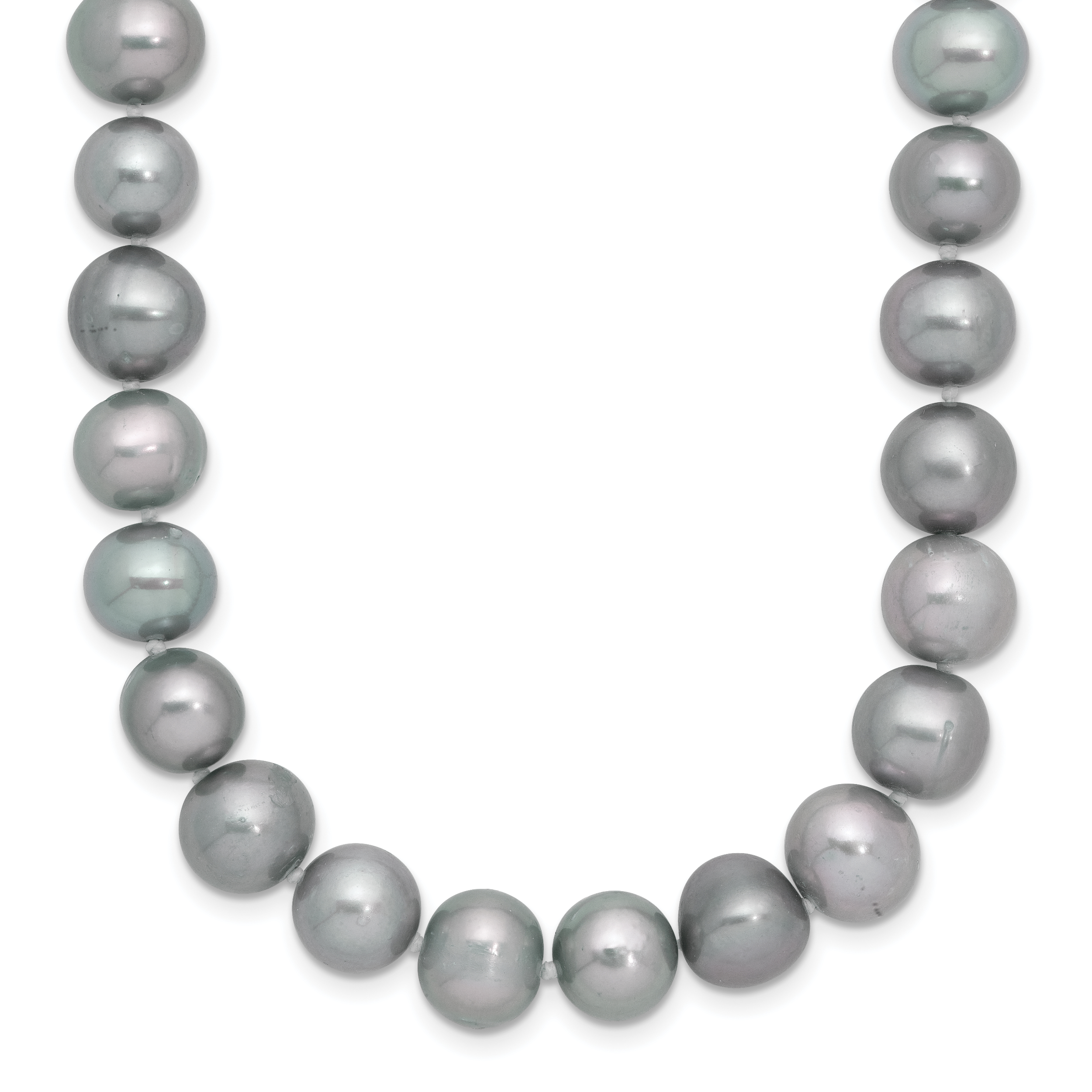 Sterling Silver Rhodium-plated 8-9mm Grey Near-Round Freshwater Cultured Pearl Necklace Main image